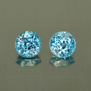 BlueZircon round pair 6.5mm 3.93cts H zn1491 SOLD