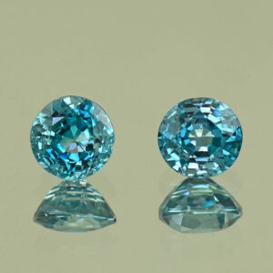 BlueZircon round pair 6.5x6.5x4.2mm 6.6x6.2x4.6mm 3.61cts H zn8094