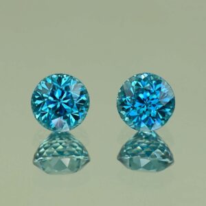BlueZircon round pair 6.7x6.6x5.6mm 6.6x6.6x5.4mm 4.62cts H zn8222 SOLD