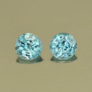 BlueZircon round pair 6.8mm 3.38cts H zn4995 SOLD