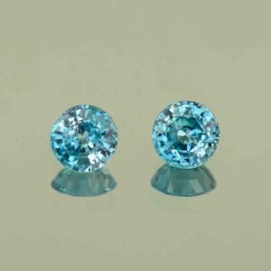 BlueZircon round pair 6.8mm 3.42cts H zn7578 SOLD