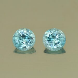 BlueZircon round pair 6.8mm 3.51cts H zn4996