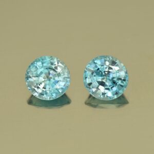 BlueZircon round pair 6.8mm 3.65cts H zn4998