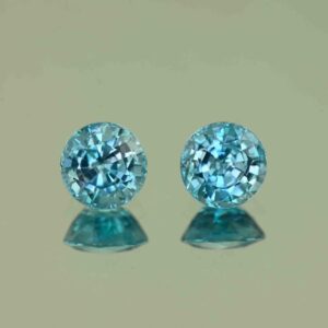 BlueZircon round pair 6.8mm 3.97cts H zn7579 SOLD