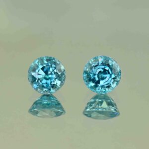 BlueZircon round pair 6.8mm 4.21cts H zn7580 SOLD