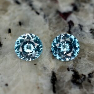 BlueZircon round pair 6.9mm 3.06cts zn2404 SOLD