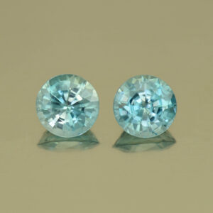 BlueZircon round pair 6.9mm 3.57cts H zn5000