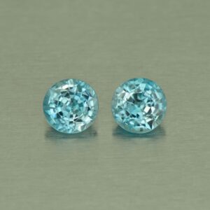 BlueZircon round pair 6.9mm 3.61cts H zn5002 SOLD
