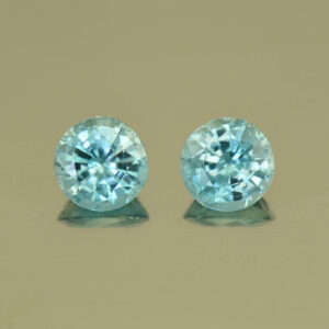 BlueZircon round pair 6.9mm 3.68cts H zn5004 SOLD