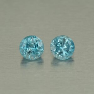 BlueZircon round pair 6.9mm 3.89cts H zn5006 SOLD