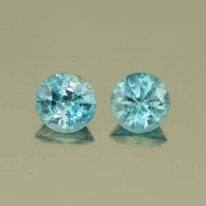 BlueZircon round pair 7.0mm 3.70cts H zn5007