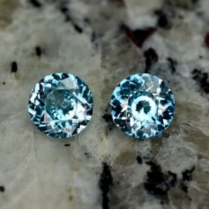 BlueZircon round pair 7.3mm 3.32cts zn2408 SOLD