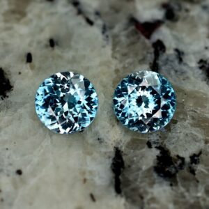 BlueZircon round pair 7.4mm 3.63cts zn2409