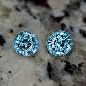 BlueZircon round pair 7.5mm 5.76cts zn1411 SOLD
