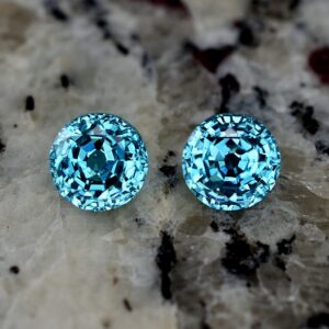BlueZircon round pair 7.5mm 6.44cts zn1659 SOLD
