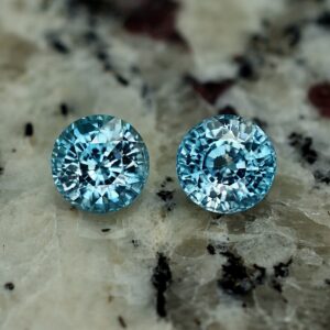 BlueZircon round pair 7.6mm 5.66cts zn1409 SOLD
