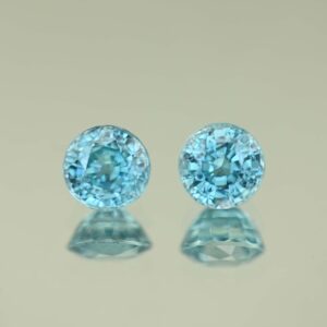BlueZircon round pair 8.2x8.0x5.4 8.0x8.0x6.2mm 7.37cts H zn7691 SOLD