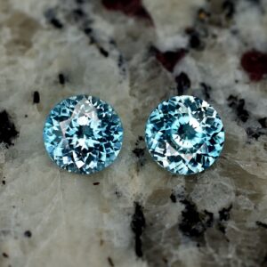 BlueZircon round pair 8.3mm 5.28cts zn2415 SOLD