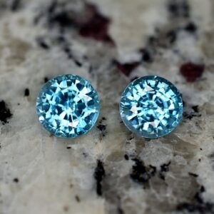 BlueZircon round pair 9.0mm 8.27cts zn2344 SOLD