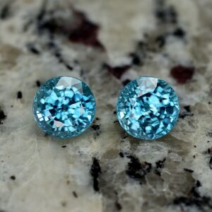BlueZircon round pair 9.0mm 9.12cts zn2343 SOLD
