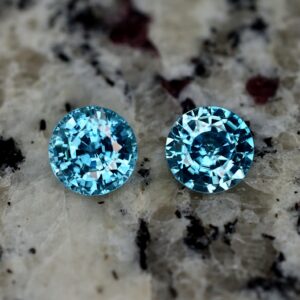 BlueZircon round pair 9.3mm 9.05cts zn2345 SOLD