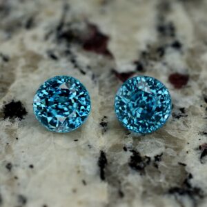 BlueZircon round pair 9.5mm 13.41cts zn3004 SOLD
