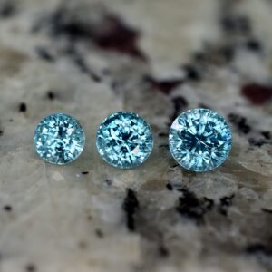 BlueZircon round suite 6.0 5.5 4.9mm 3.81cts zn1487