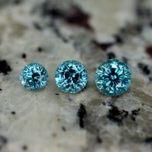 BlueZircon round suite 6.3 5.6 4.8mm 4.21cts zn1486 SOLD