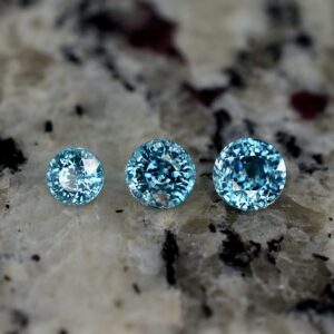 BlueZircon round suite 6.4 6.0 5.0mm 4.22cts zn1530 SOLD