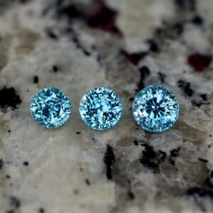 BlueZircon round suite 6.5 6.0 5.5mm 4.93cts zn1483 SOLD