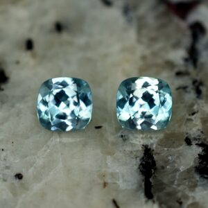 BlueZircon sq cush pair 5.0mm 1.59cts zn2632 SOLD