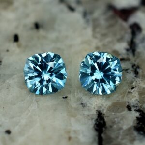 BlueZircon sq cush pair 5.4mm 2.11cts zn3283 SOLD