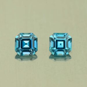 BlueZircon sq eme cut pair 4.5mm 1.41cts H zn7696 SOLD