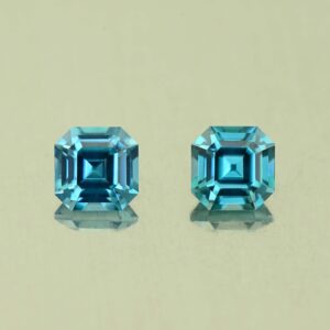 BlueZircon sq eme cut pair 4.5mm 1.41cts H zn7697 SOLD