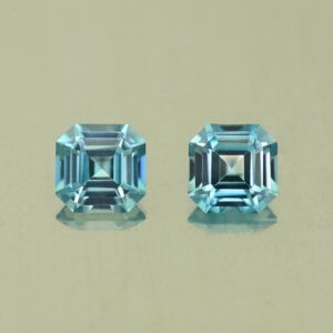 BlueZircon sq eme cut pair 4.9mm 1.62cts H zn7698 SOLD