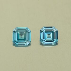 BlueZircon sq eme cut pair 5.0mm 1.49cts H zn7699 SOLD