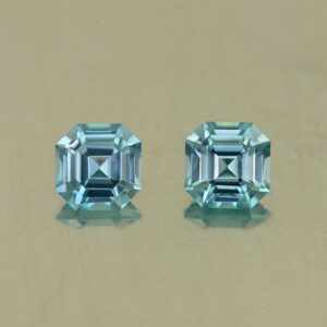 BlueZircon sq eme cut pair 5.0mm 1.67cts H zn7701