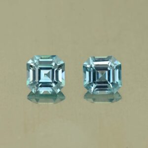 BlueZircon sq eme cut pair 5.0mm 1.79cts H zn7703
