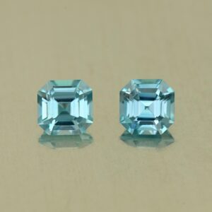 BlueZircon sq eme cut pair 5.0mm 1.79cts H zn7704