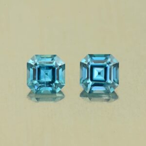 BlueZircon sq eme cut pair 5.0mm 1.79cts H zn7705 SOLD