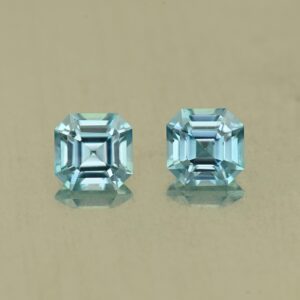 BlueZircon sq eme cut pair 5.0mm 1.85cts H zn7707