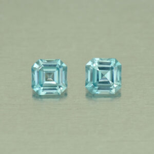 BlueZircon sq eme cut pair 6.0mm 3.06cts H zn5025 SOLD