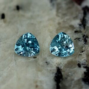 BlueZircon trillion pair 4.5mm 0.85cts zn2634 SOLD