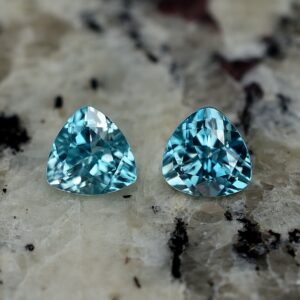 BlueZircon trillion pair 7.0mm 3.74cts zn718 SOLD