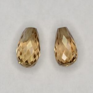ChampagneZircon briolette pair 7.0x4.0mm 2.93cts N zn2844 SOLD