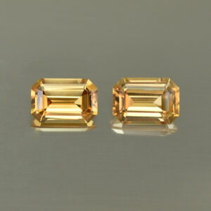 ChampagneZircon eme cut pair 7.5x5.0 7.5x5.2mm 3.06cts N zn4560 SOLD