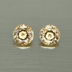 ChampagneZircon round pair 6.5mm 2.81cts N zn1779