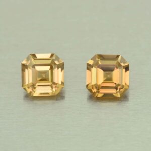ChampagneZircon sq eme cut pair 6.5mm 3.77cts N zn5591 scaled 1