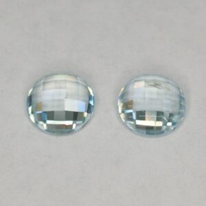 IceBlueZircon round rose cut pair 6.0mm 2.40cts zn2915 SOLD