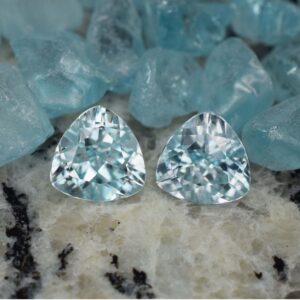IceBlueZircon trillion pair 7.4mm 3.95cts H zn2773 e